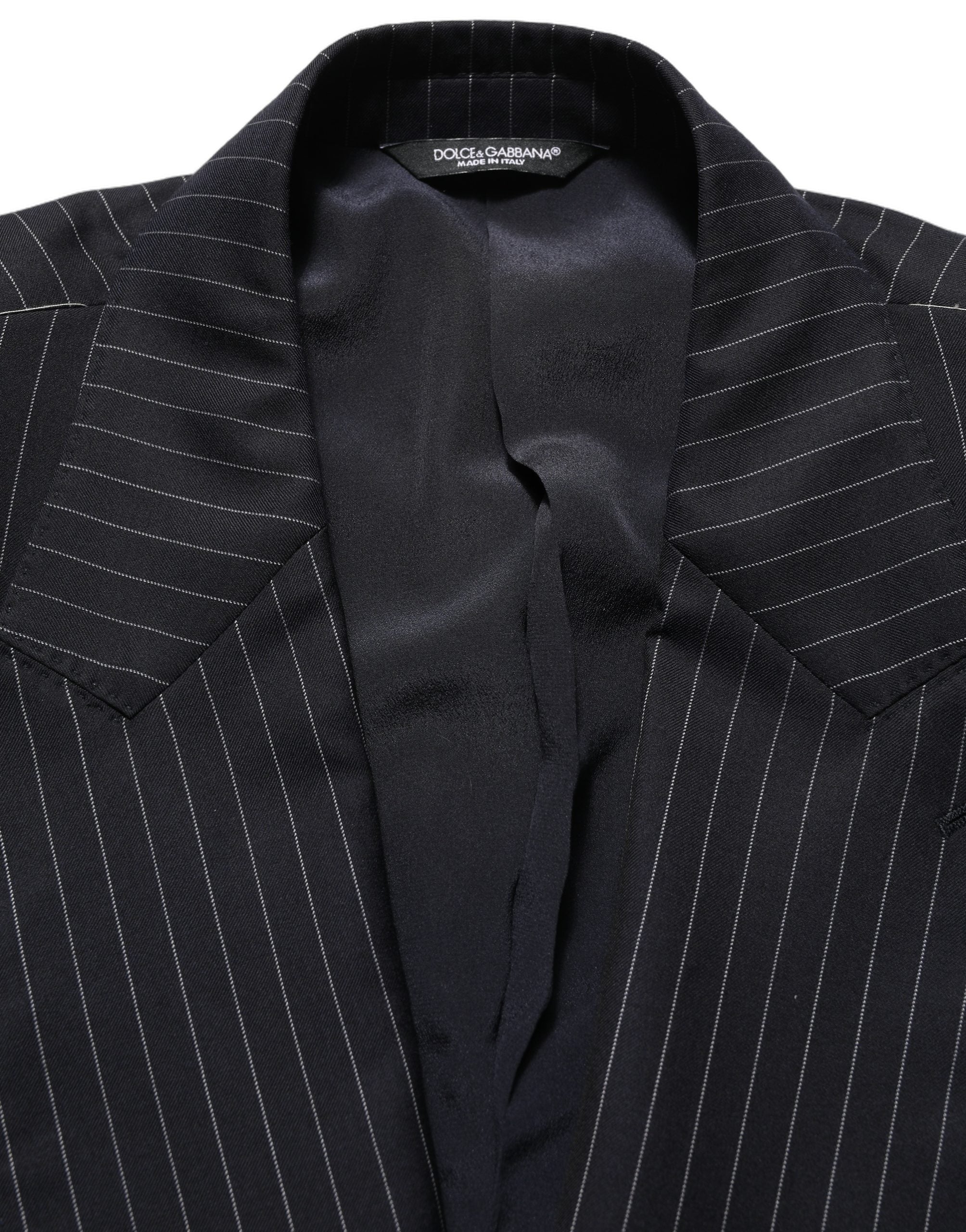 Black Stripes Wool Double Breasted Jacket