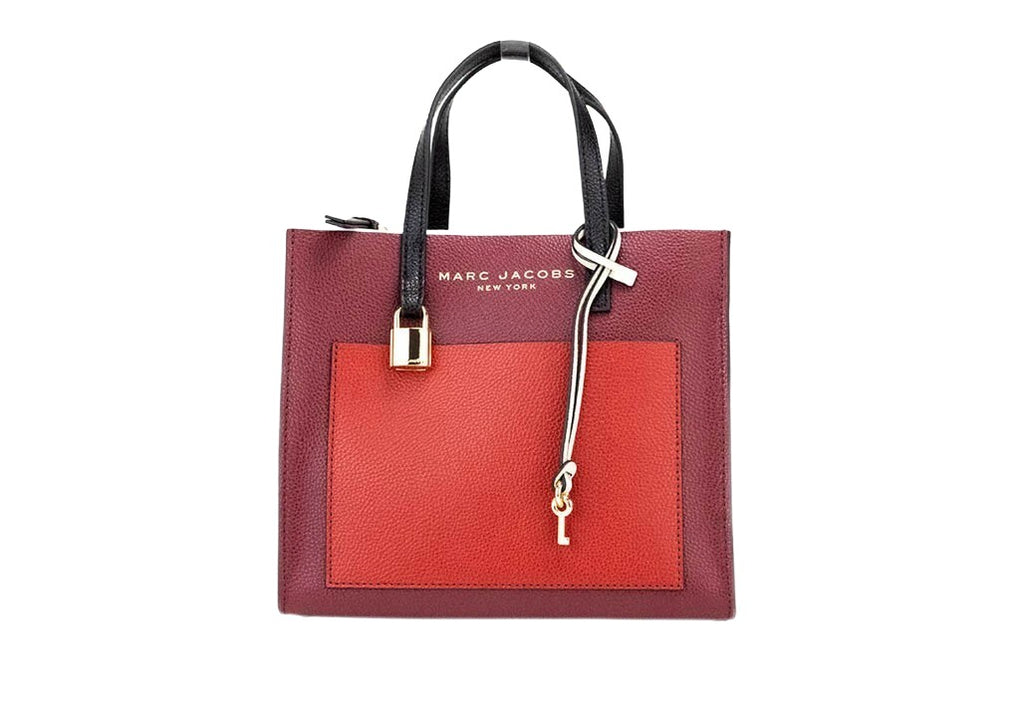 Marc Jacobs Grind Mini Pomegranate Colorblock Leather Tote Crossbody Handbag