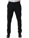 Black Wool Tapered Leg Dress Trouser Pants