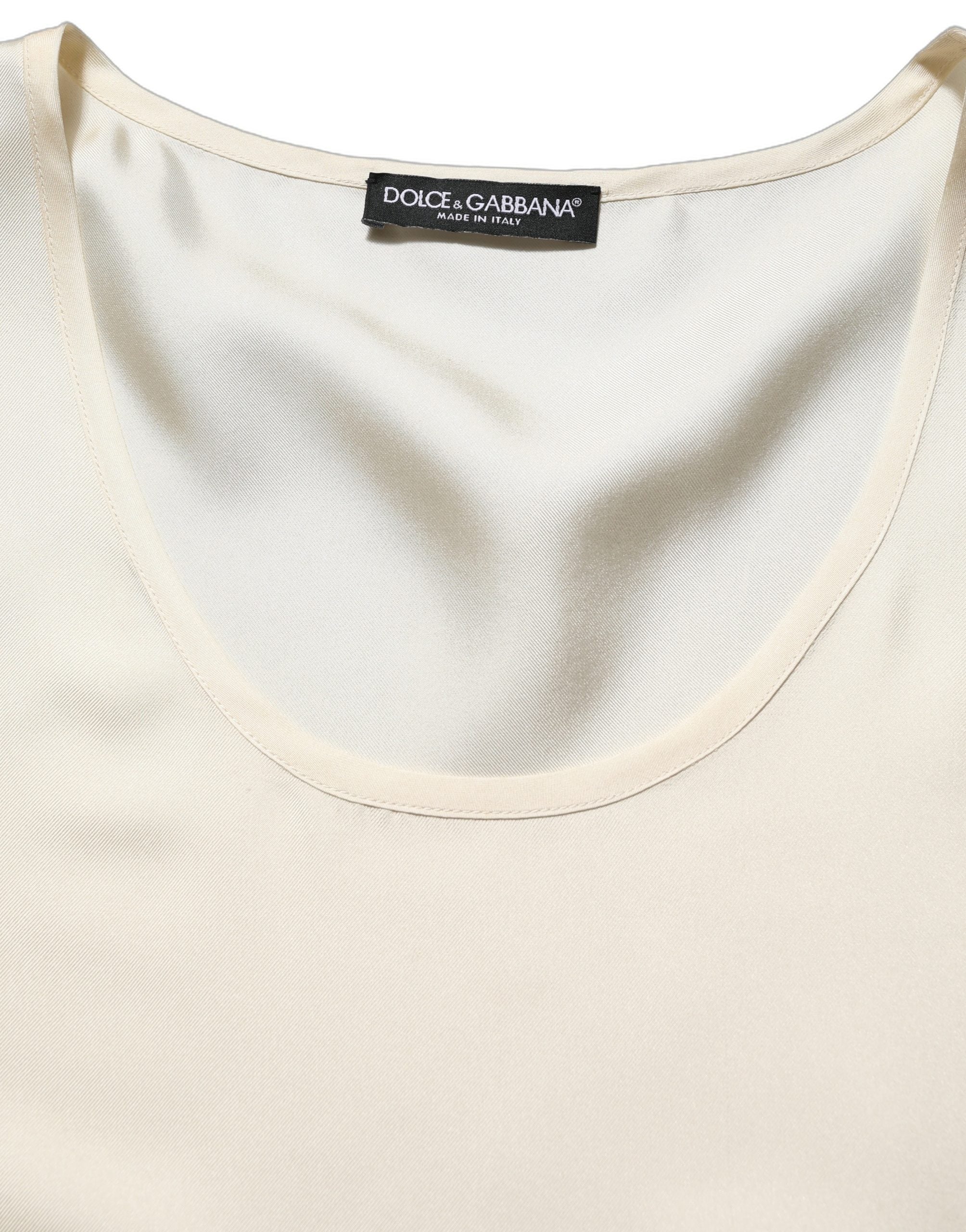 Off White Silk Sleeveless Tank Top T-shirt