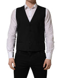 Black Wool Single Breasted Waistcoat Vest