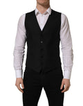 Black Wool Single Breasted Waistcoat Vest
