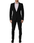 Black Wool Slim Fit Formal 2 Piece Men Suit