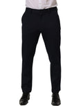 Black Cotton Tapered Leg Dress Trouser Pants