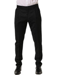 Black Wool Tapered Leg Men Dress Trouser Pants