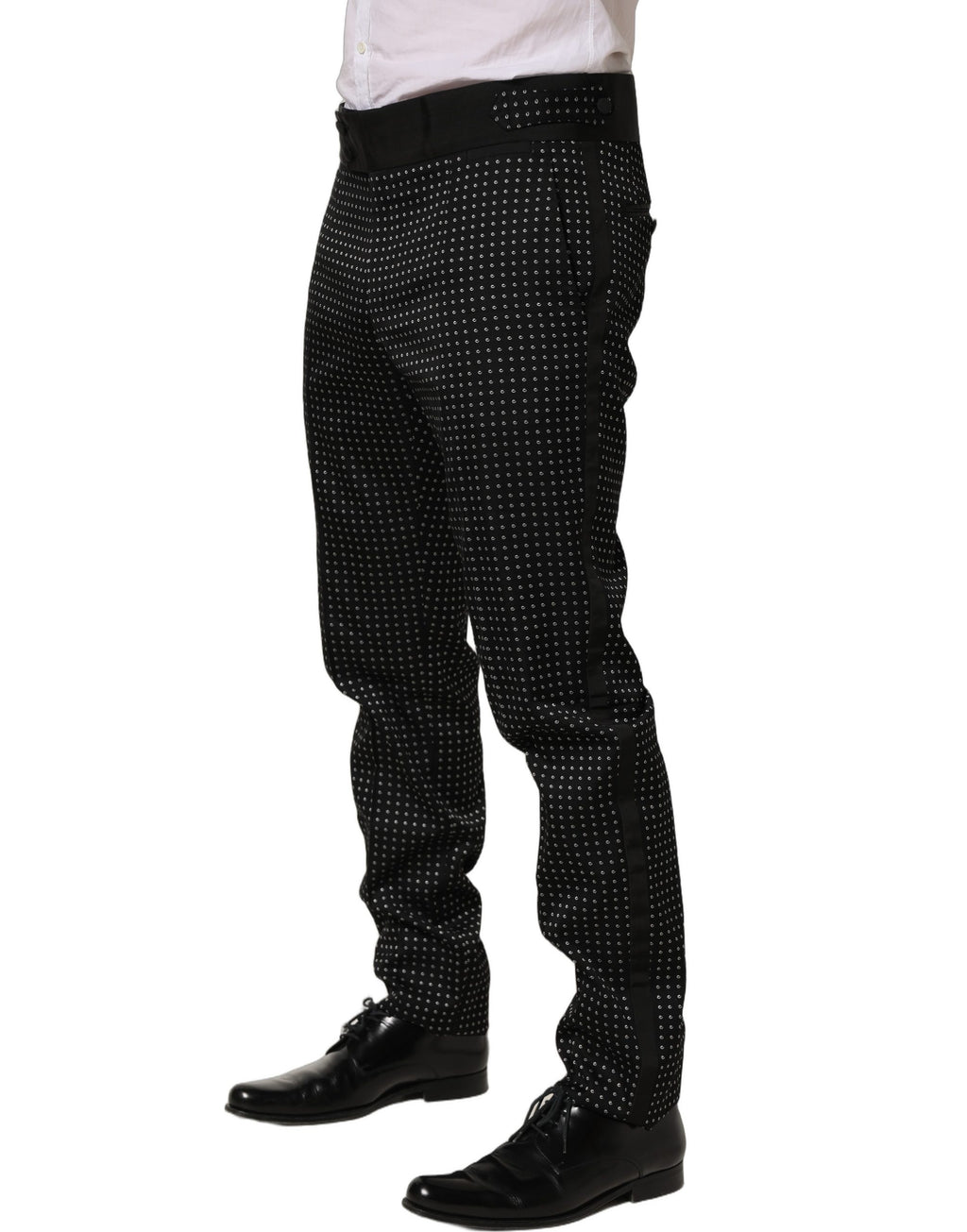 Black Polka Dot Cotton Dress Trouser Pants