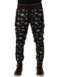 Pants Black Ring Print Silk Jogging Trousers