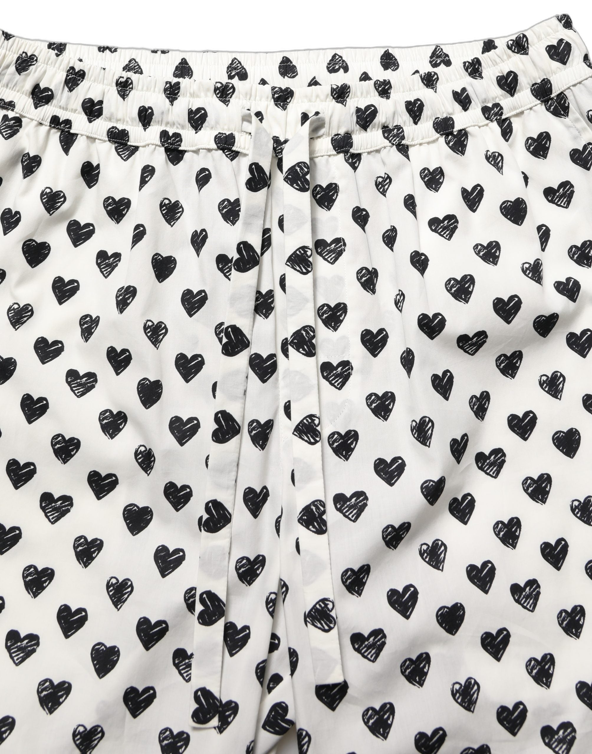 White Graphic Heart Print Men Trousers Pants