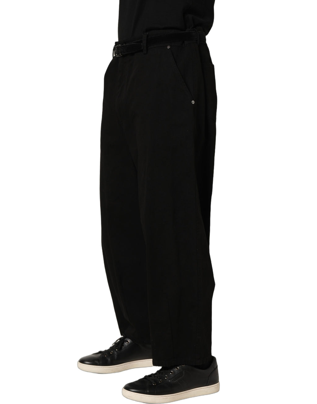 Black Mid Waist Straight Men Trouser Pants