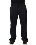 Black Nylon Straight Jogger Sweatpants Pants
