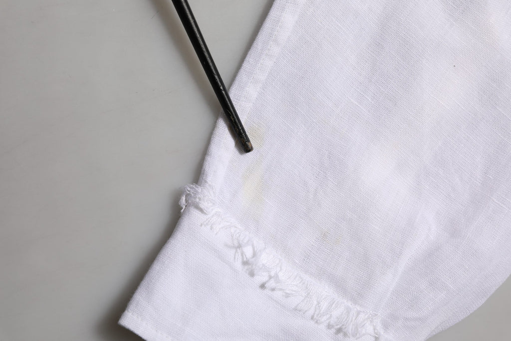 White Linen Logo Long Sleeves Casual Shirt