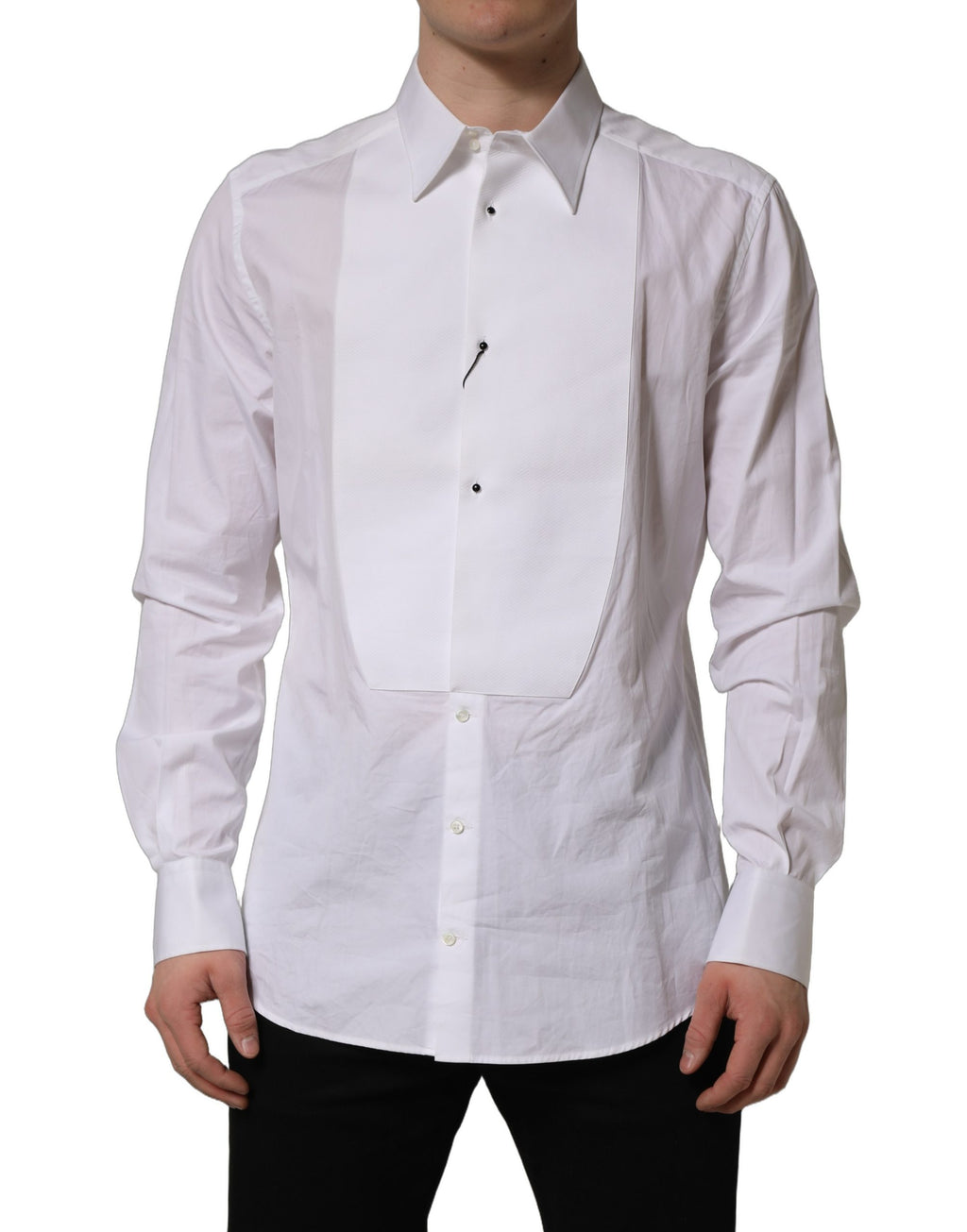 White GOLD Long Sleeves Bib Men Dress Shirt