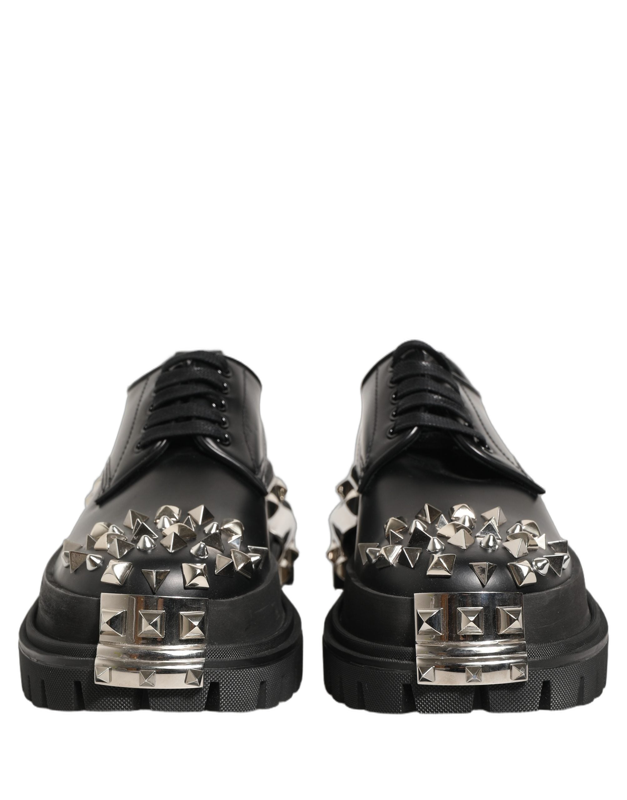 Black Leather Studded Hi-Trekking Derby Shoes