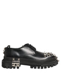 Black Leather Studded Hi-Trekking Derby Shoes