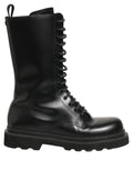 Black Leather Lace Up Men Combat Boots Shoes