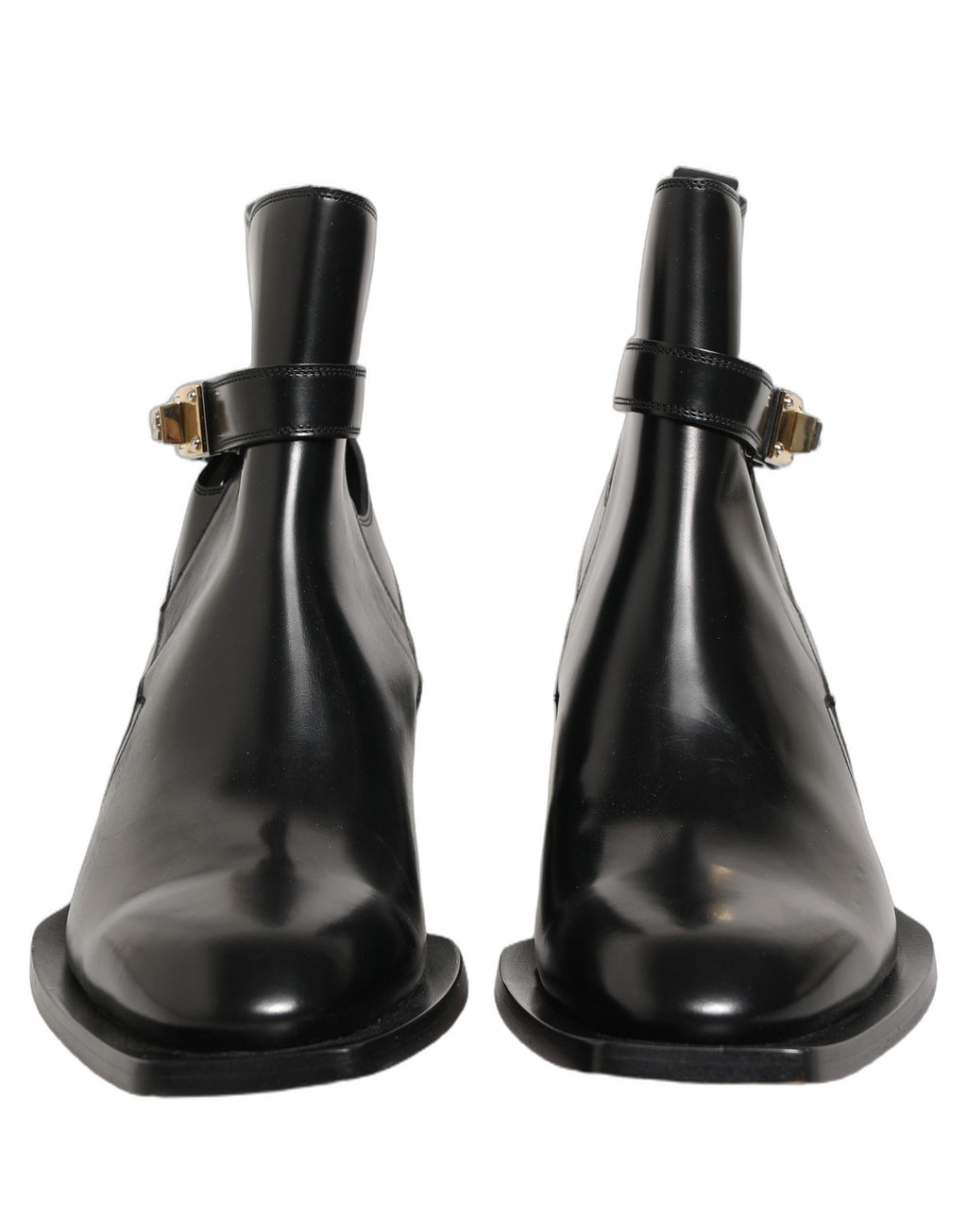 Black Leather DG Plaque Ankle Boots Shoes