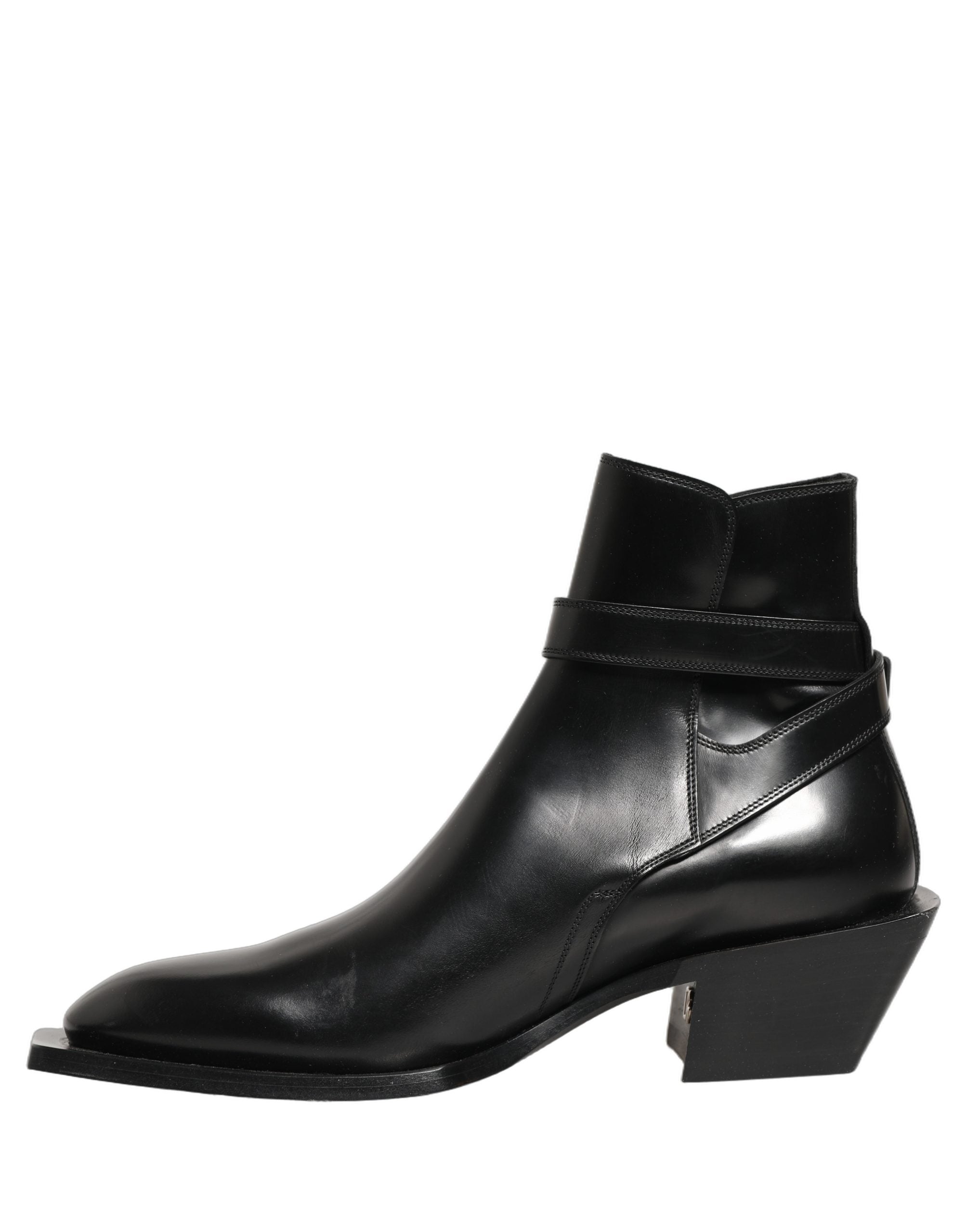 Black Leather DG Plaque Ankle Boots Shoes