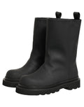 Black Leather Mid Calf Chunky Men Boots Shoes