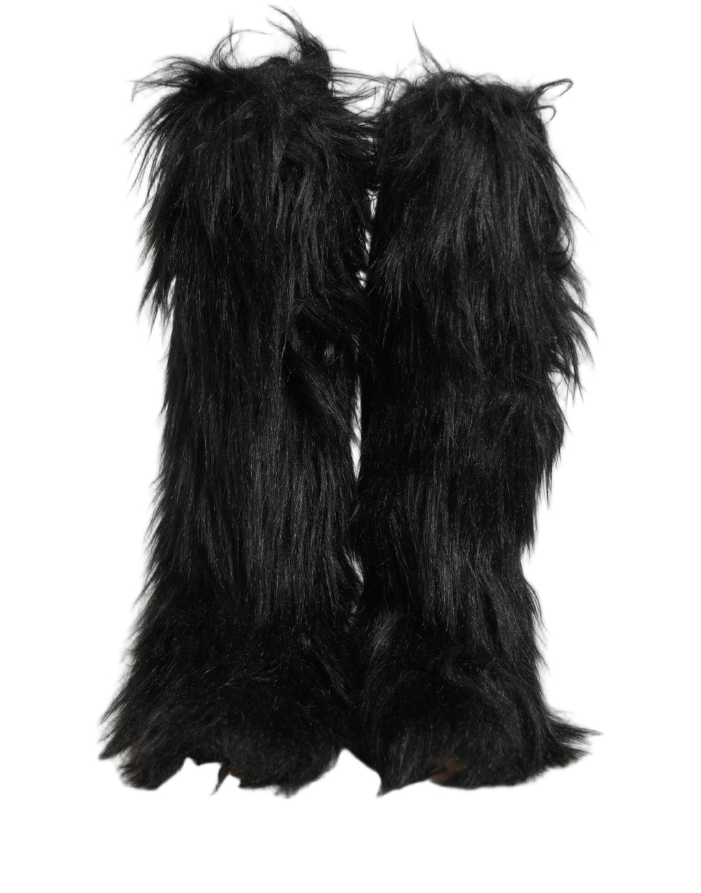 Black Faux Fur Mid Calf Winter Boots Shoes