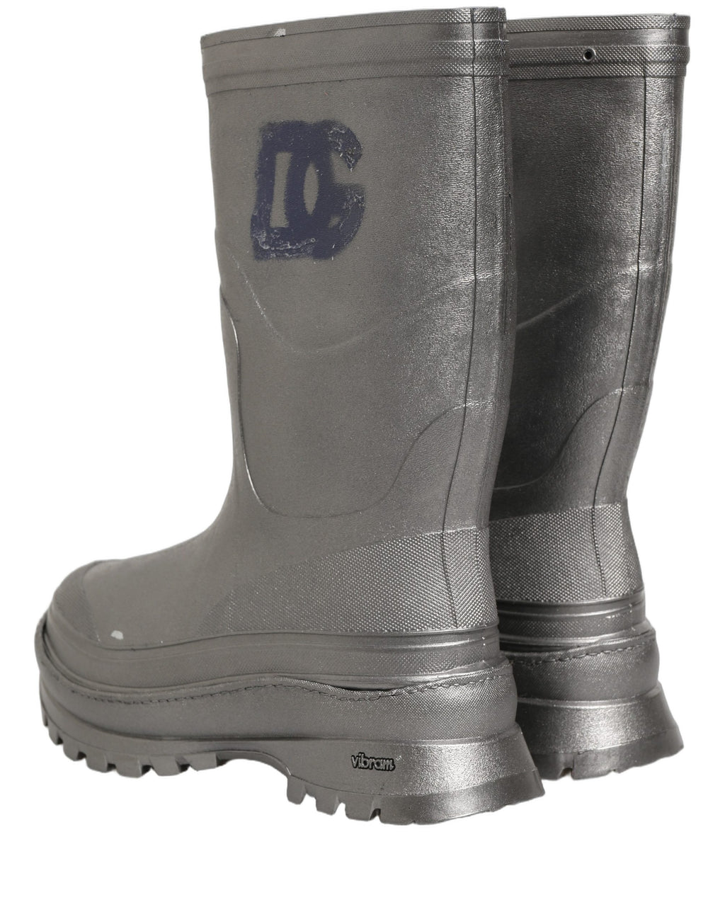 Metallic Silver Pull On Rain Boots Men Shoes