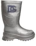 Metallic Silver Pull On Rain Boots Men Shoes