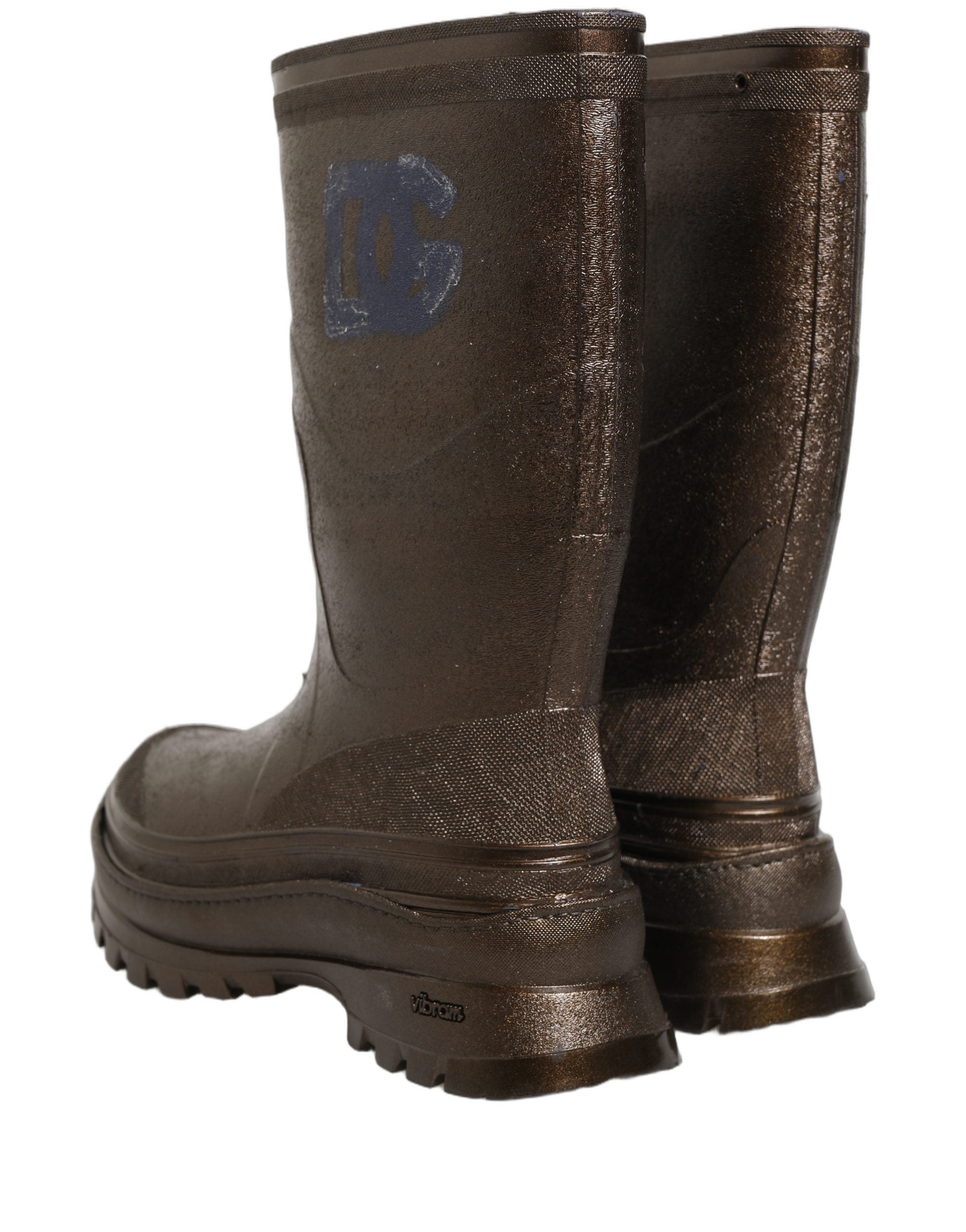 Bronze PVC Pull On Rain Boots Men Shoes