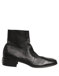 Black Leather Logo Short Ankle Boots Shoes