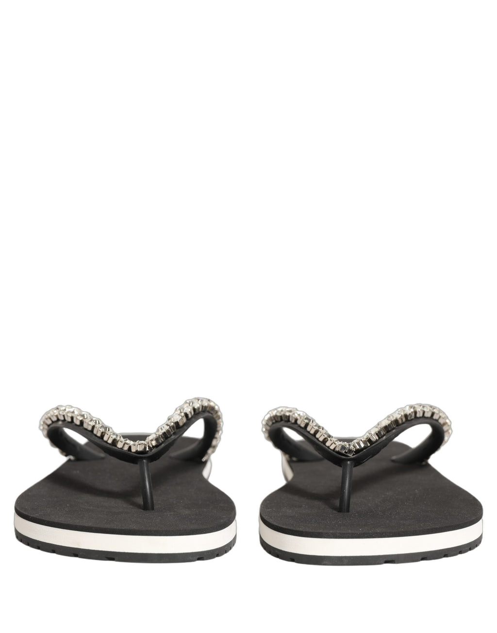 Black Embellished Rubber Flip Flops Men Shoes