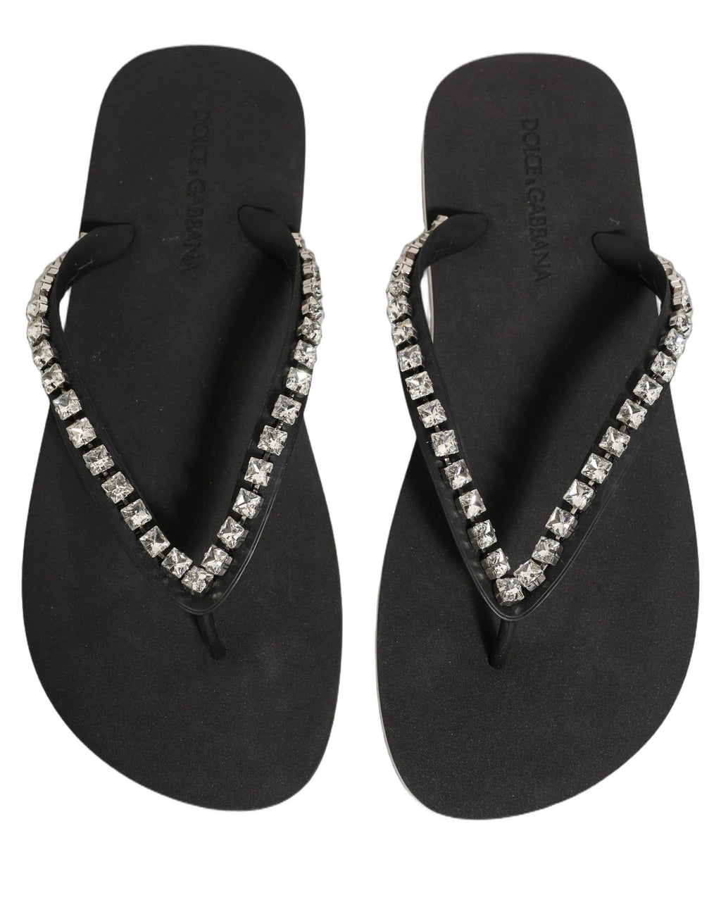 Black Embellished Rubber Flip Flops Men Shoes