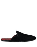 Dark Blue Suede Slides Flat Slipper Men Shoes