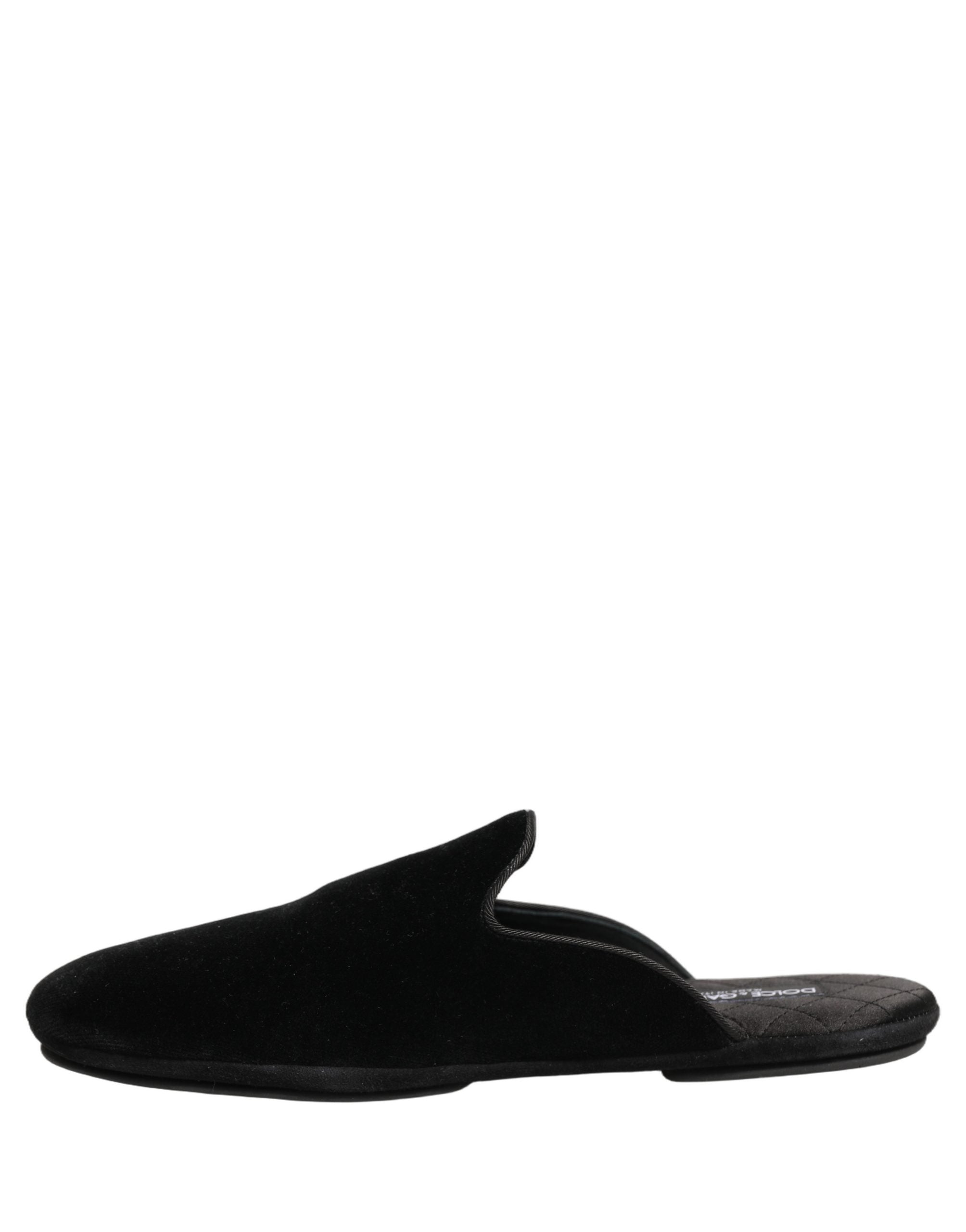 Black Suede Slides Flat Slipper Men Shoes