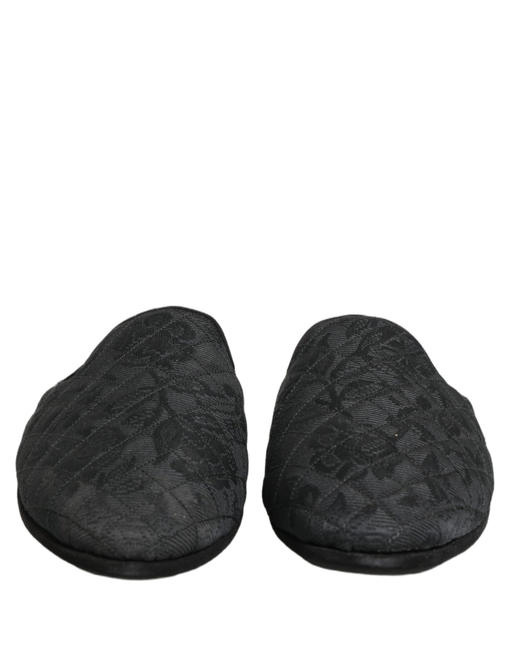 Black Floral Brocade Slides Slippers Shoes