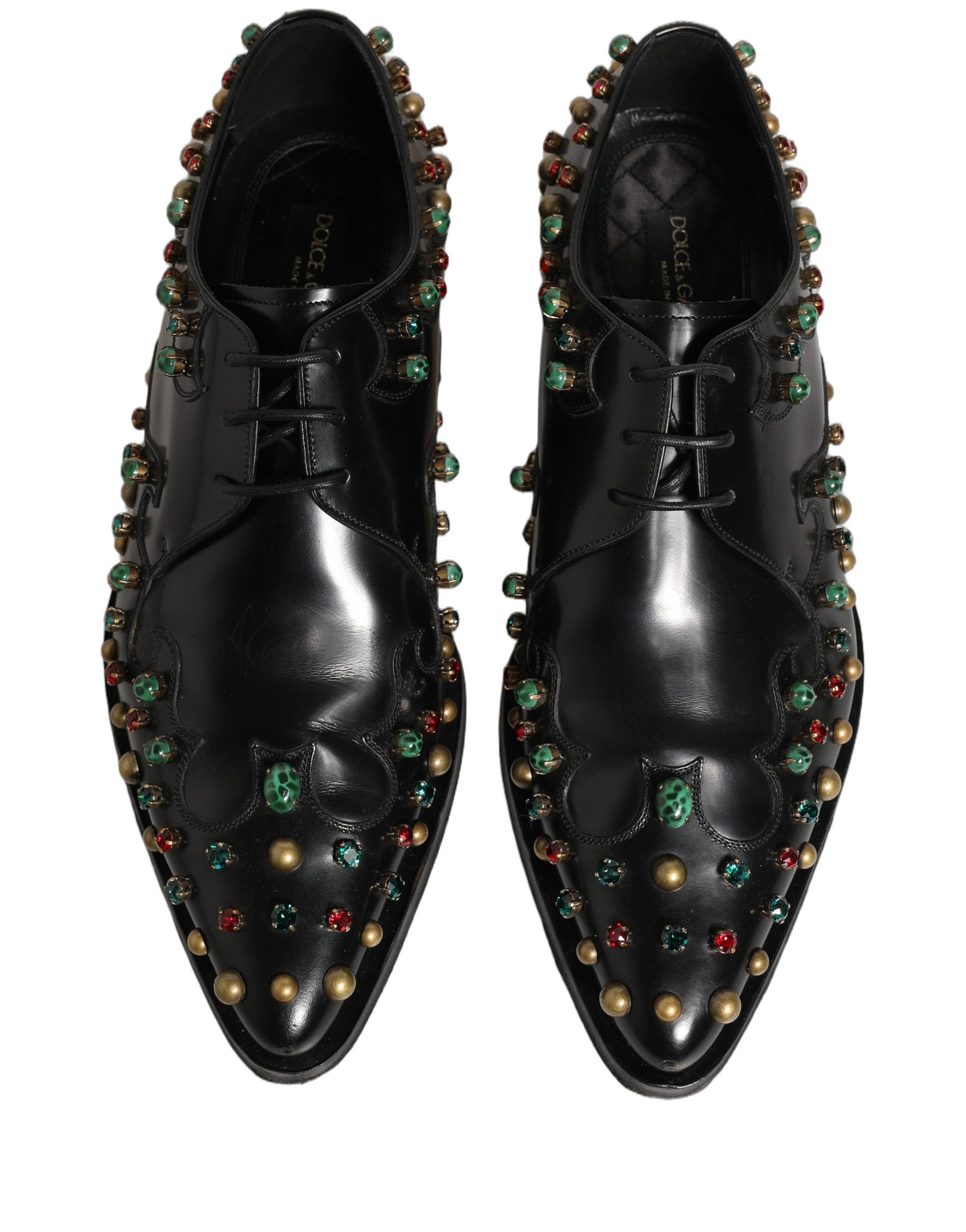 Black Leather Derby Dress Studded Formal Shoes