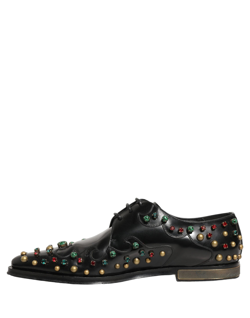 Black Leather Derby Dress Studded Formal Shoes
