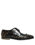 Black Leather Derby Dress Studded Formal Shoes