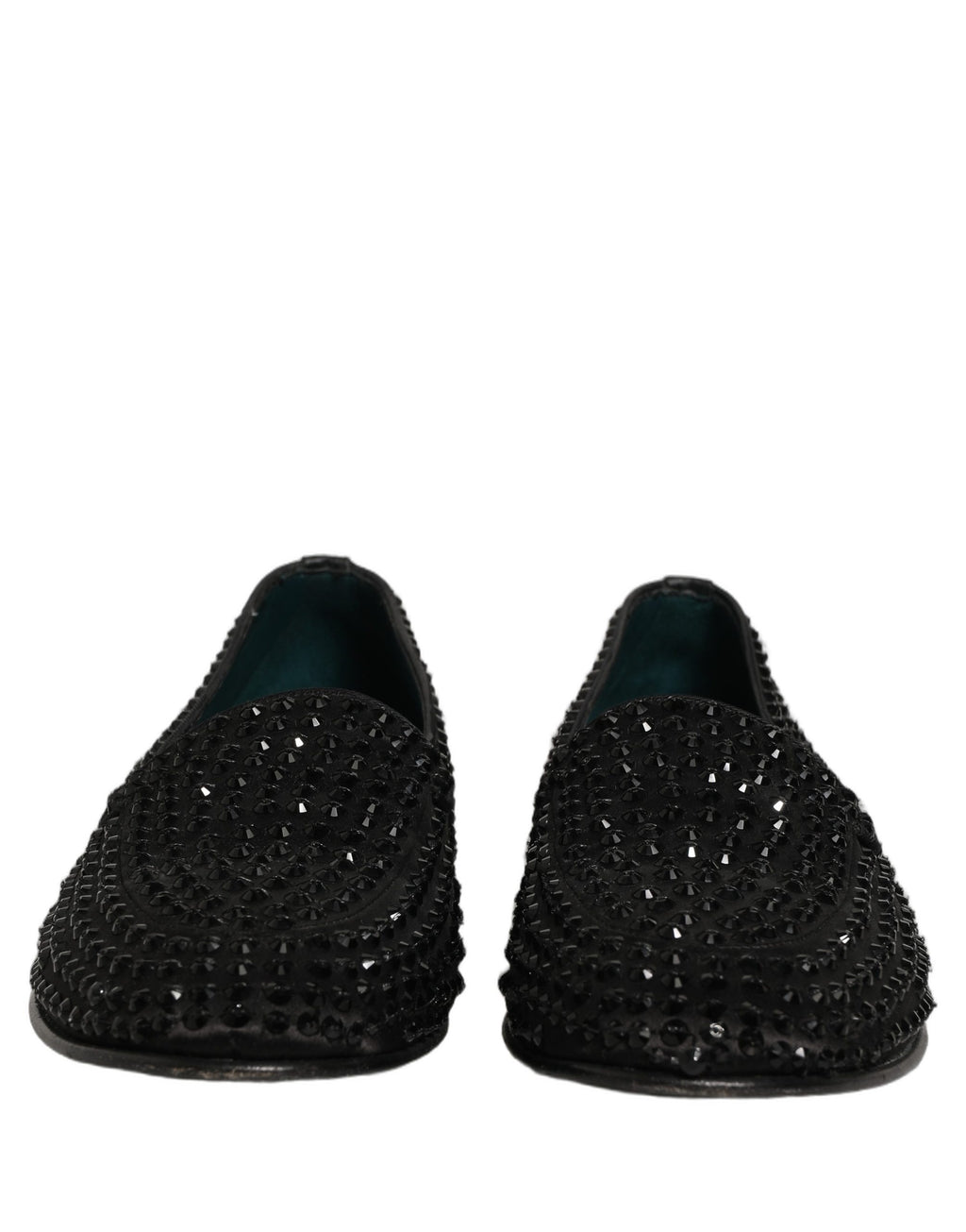 Black Rhinestone Embellished Loafers Shoes
