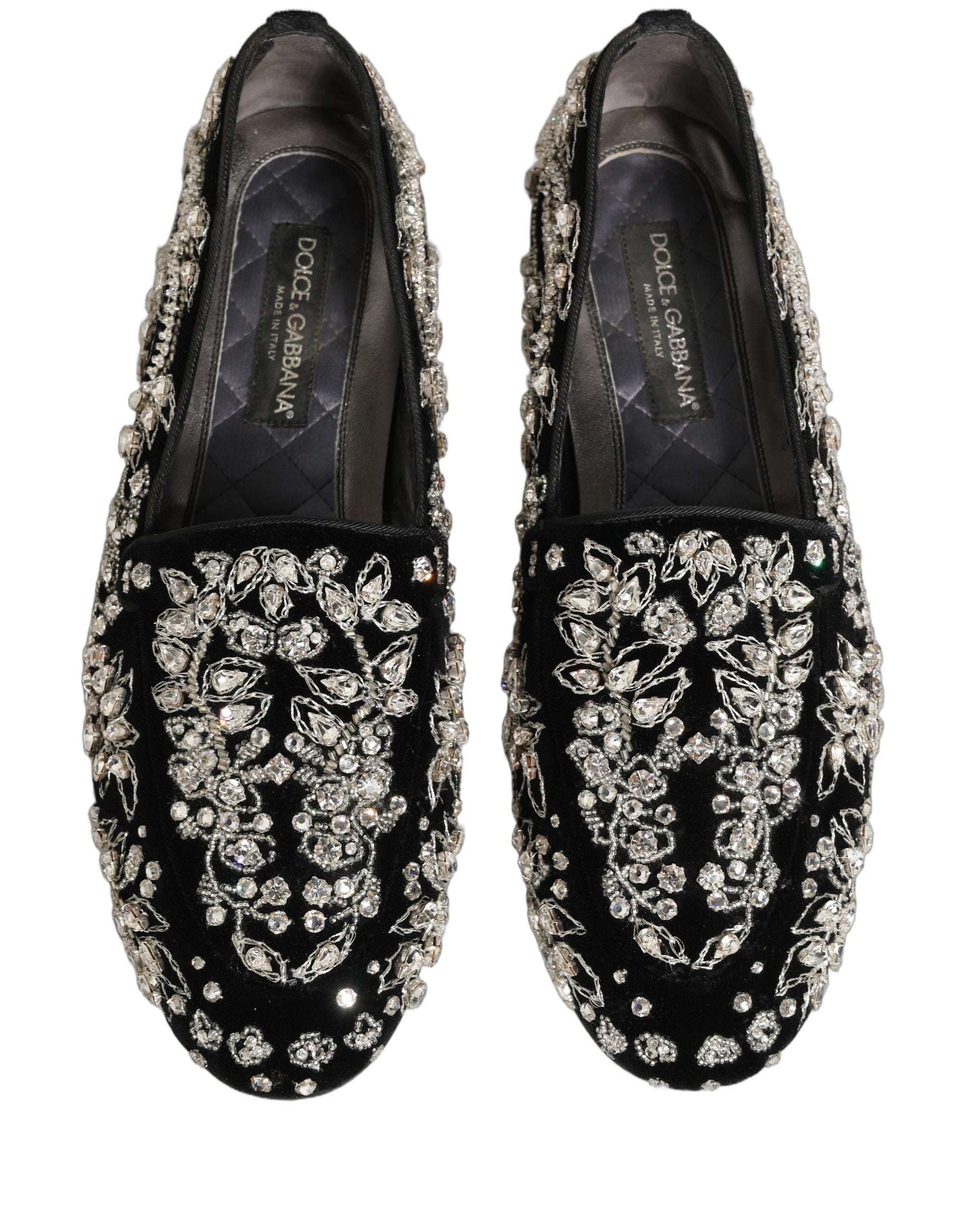 Black Velvet Embellished Dress Loafers Shoes
