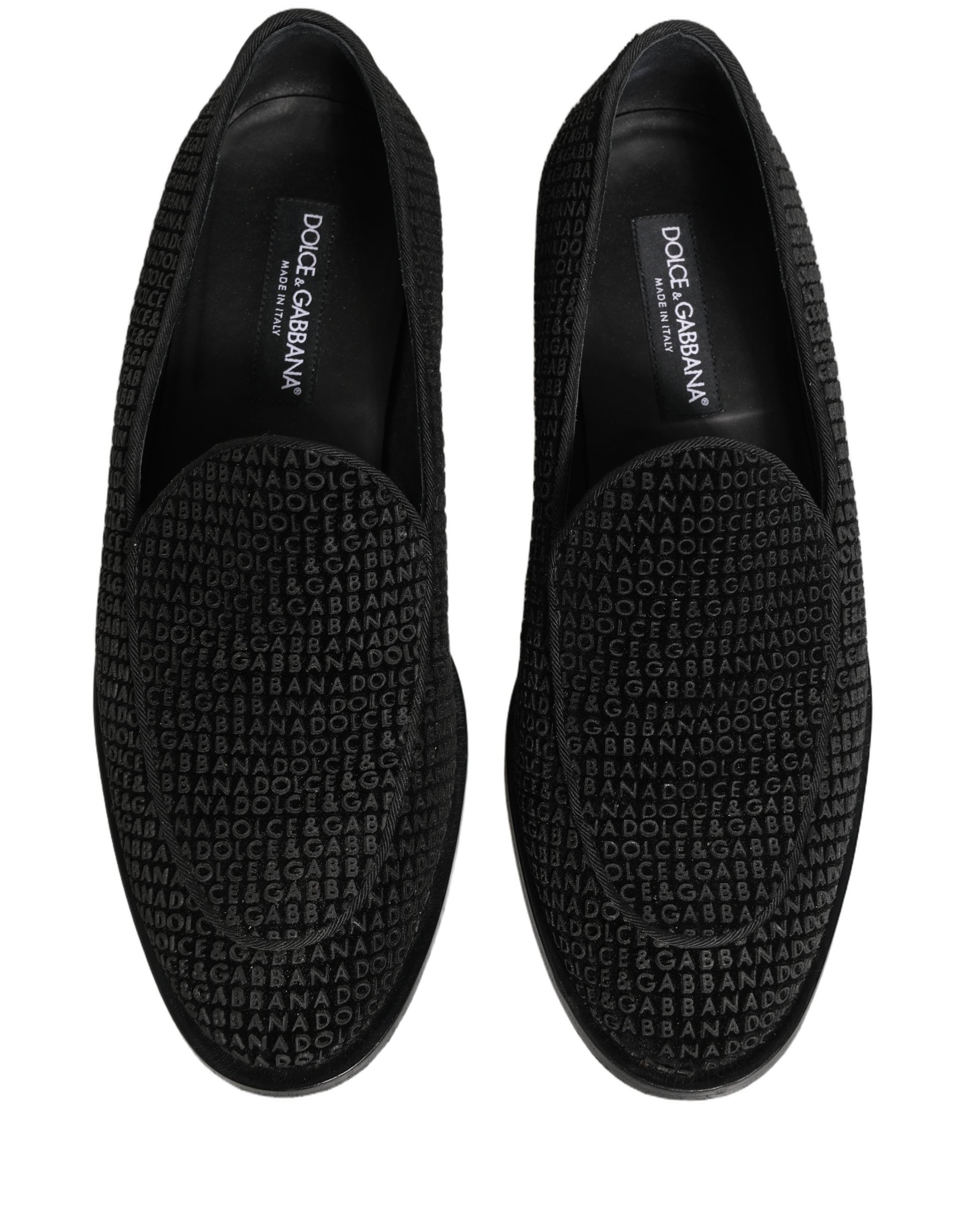 Black Logo Monogram Men Dress Loafers Shoes