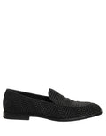 Black Logo Monogram Men Dress Loafers Shoes