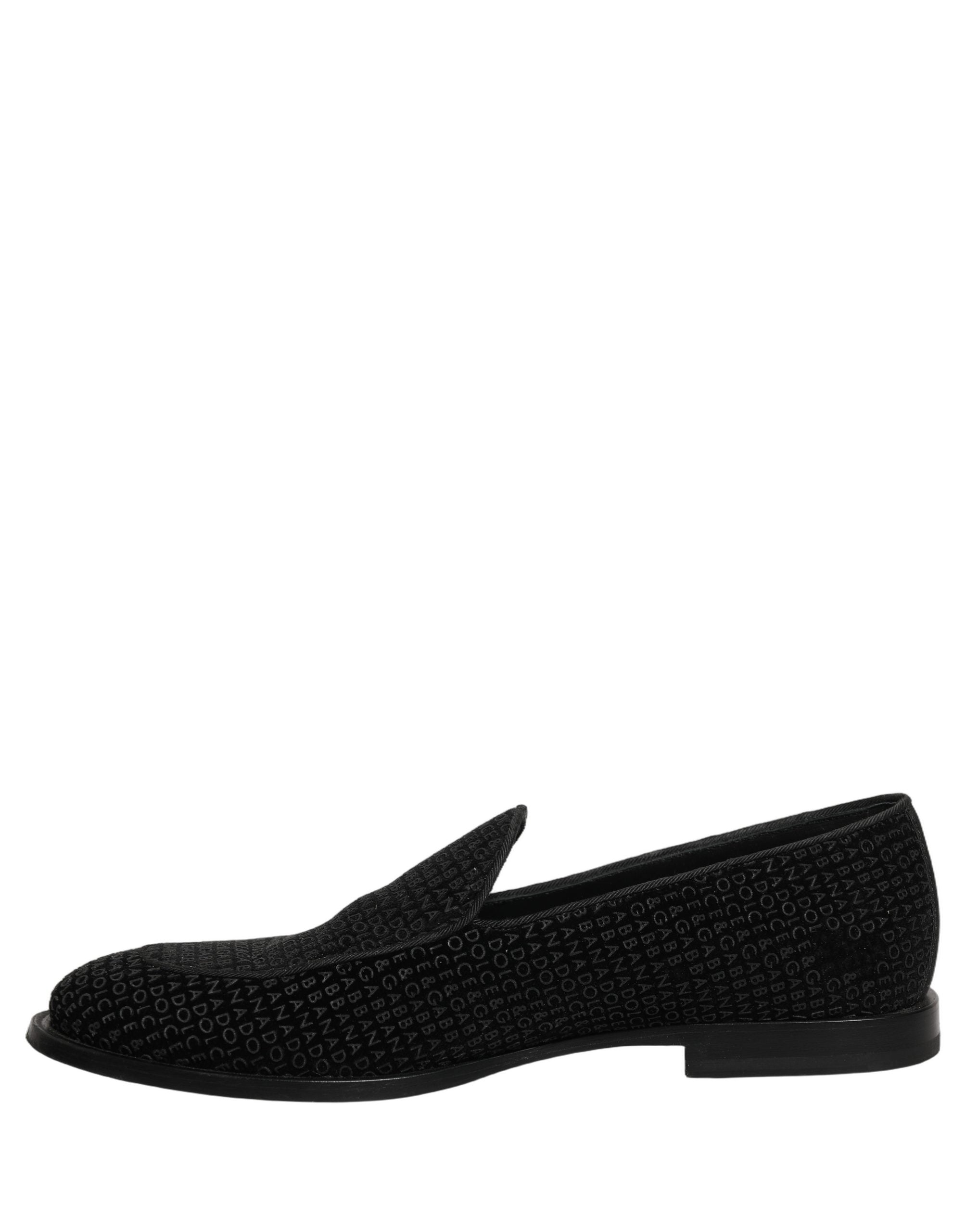 Black Logo Monogram Men Dress Loafers Shoes