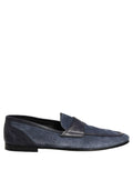 Blue Suede Leather Loafers Moccasins Shoes
