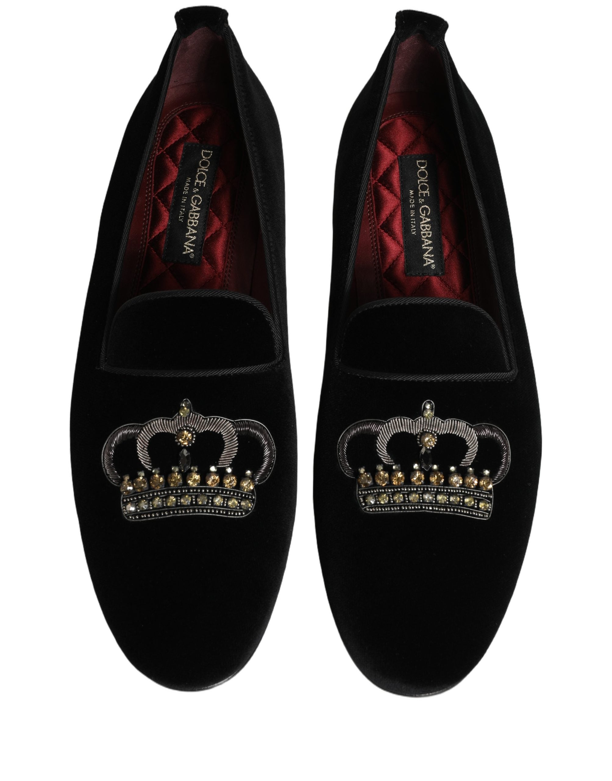 Black Crown Embellished Dress Loafers Shoes