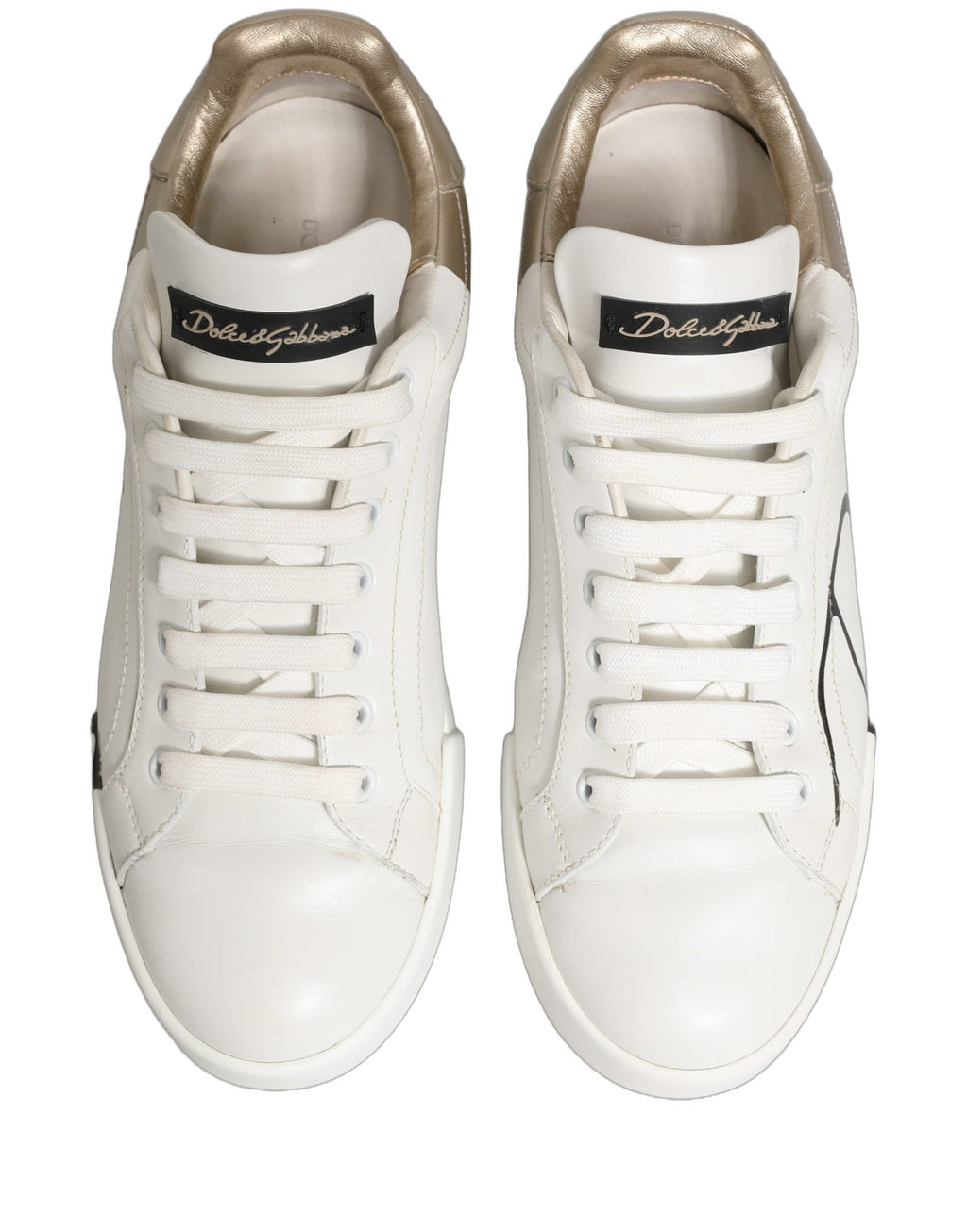 White Gold Low Top Leather Sneakers Shoes