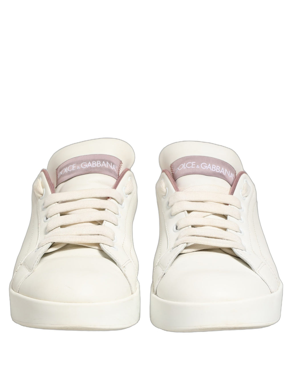 White Pink Leather Low Top Sneakers Shoes