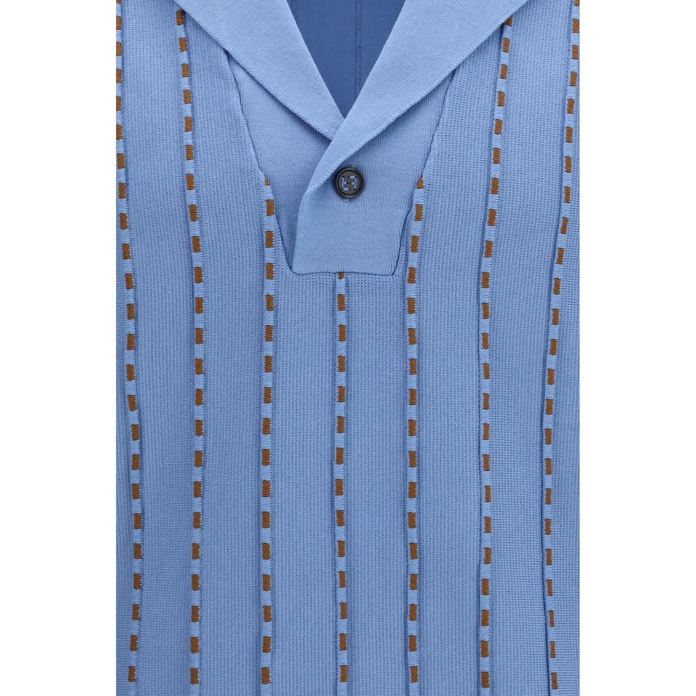 Blue Cotton Polo Shirt