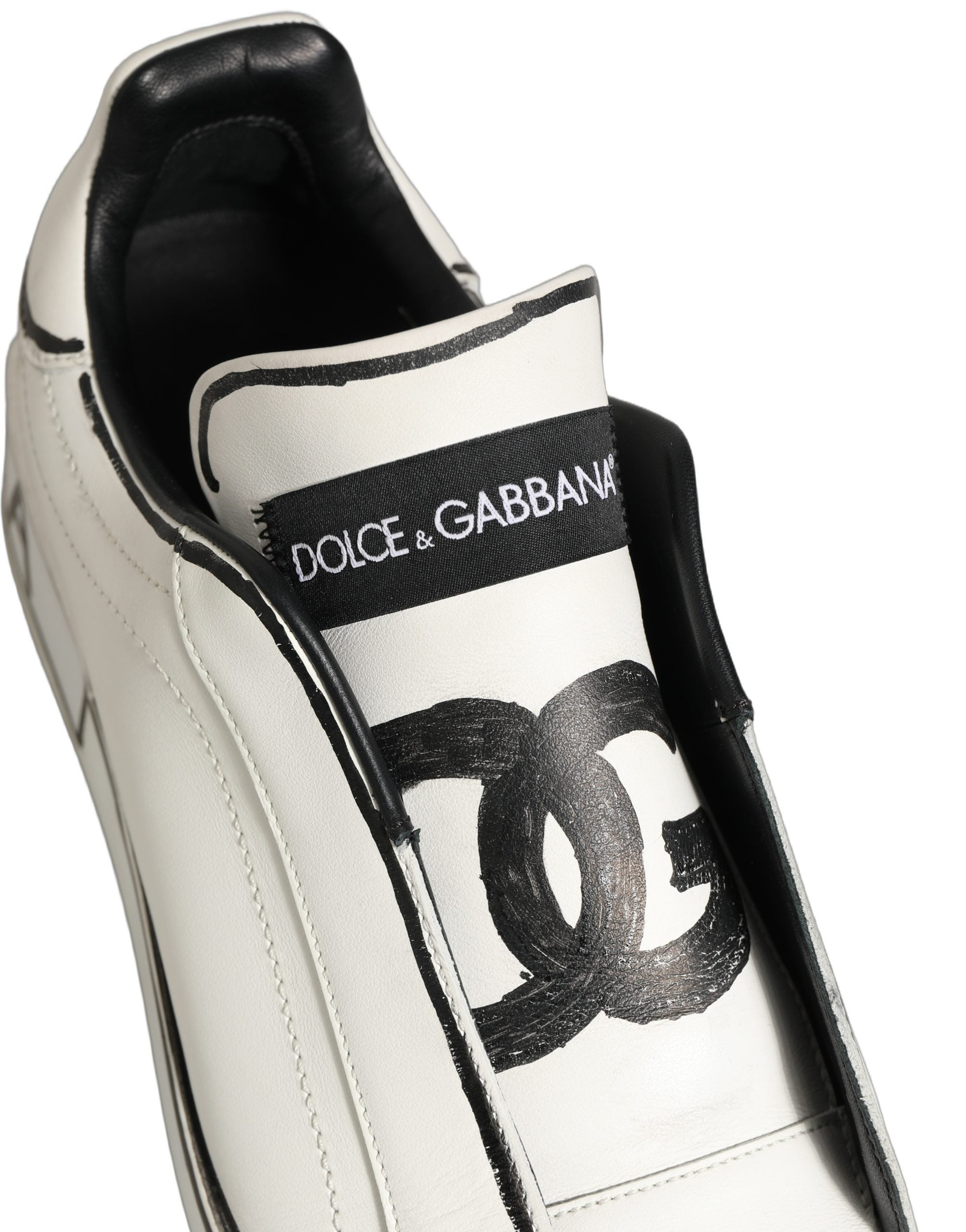 White Leather Portofino Low Top Sneakers Shoes