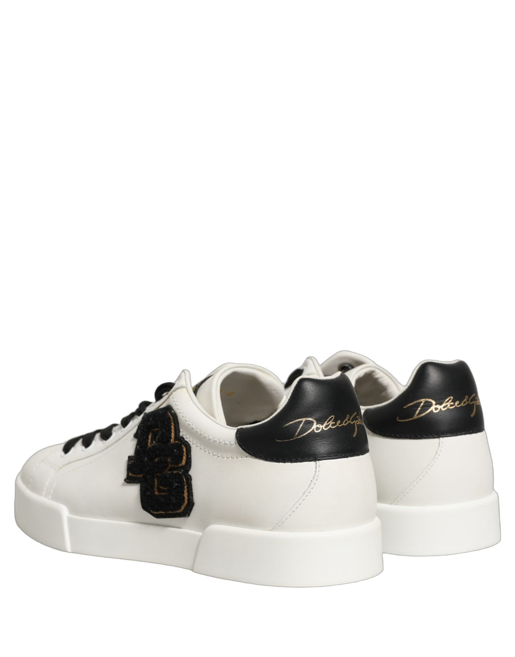 White Leather DG Logo Low Top Sneakers Shoes