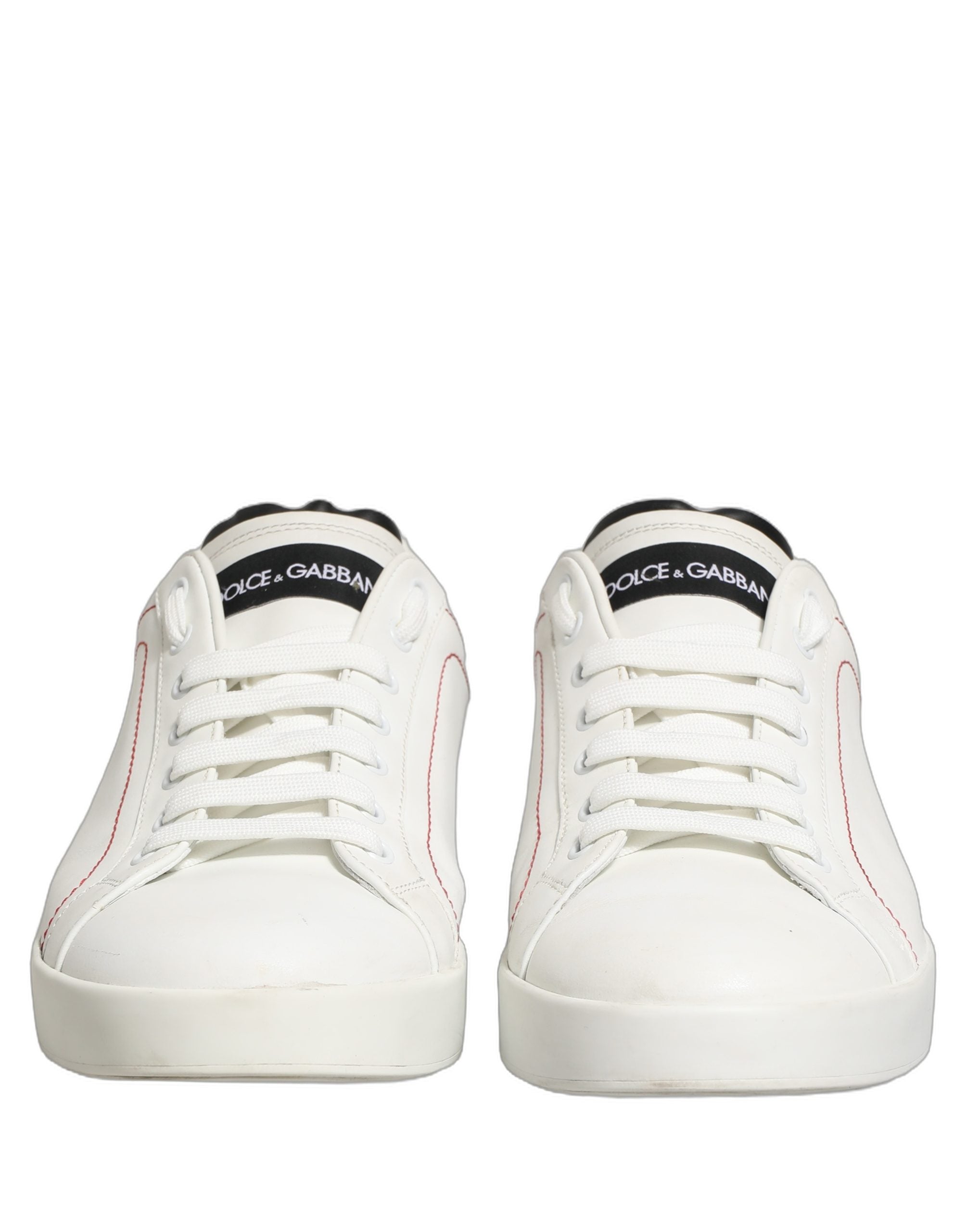 White Black Leather Lace Up Sneakers Shoes