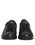 Black Leather Logo Low Top Men Sneakers Shoes