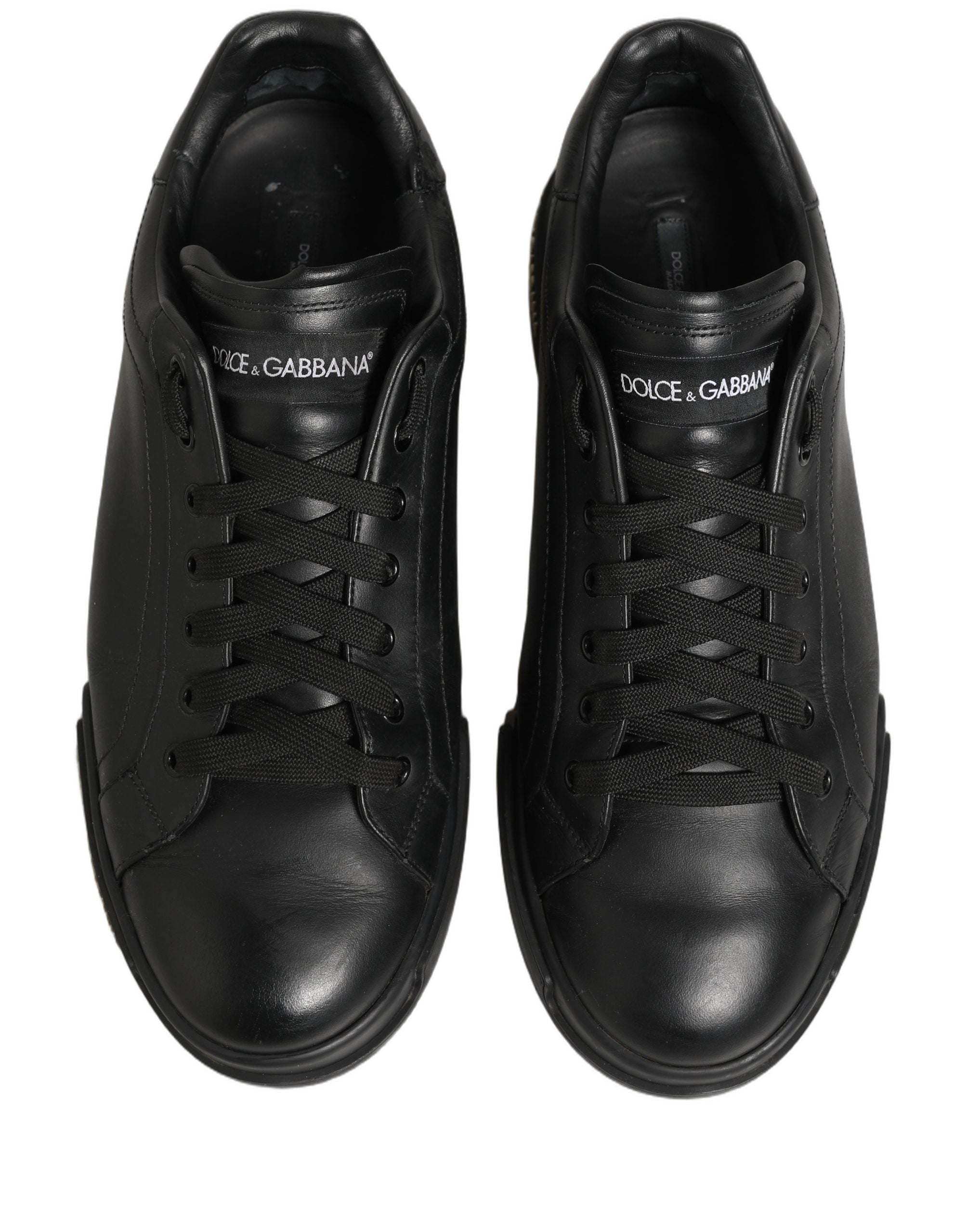 Black Leather Logo Low Top Men Sneakers Shoes